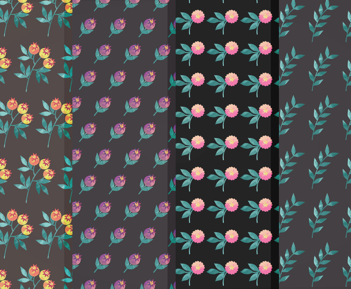 Moody Flower Vector Pattern Set