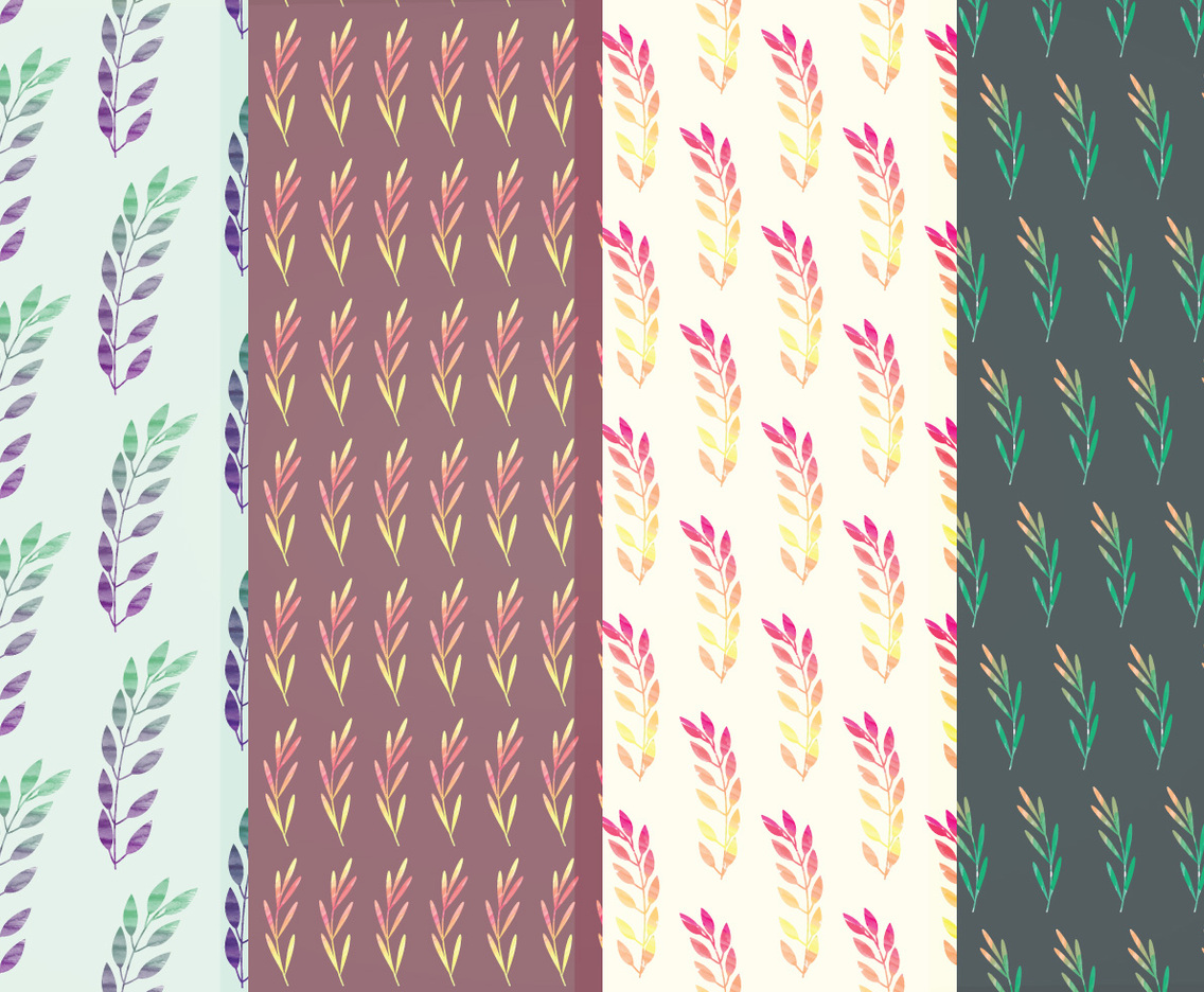 Colorful Branches Vector Pattern Set