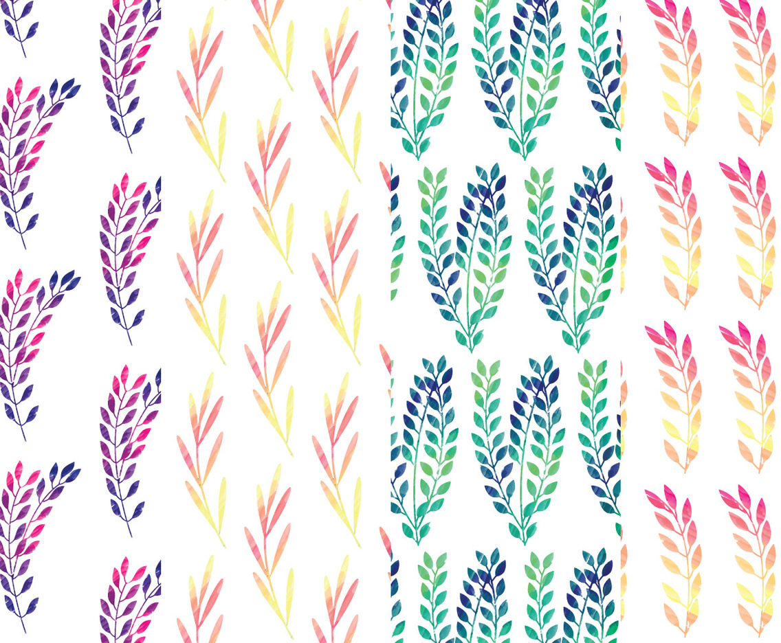 Rainbow Branch Vector Pattern Set