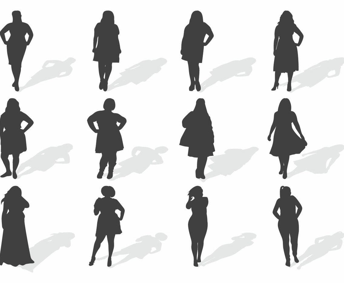 Fat Women Silhouettes Vector