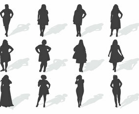 Fat Women Silhouettes Vector