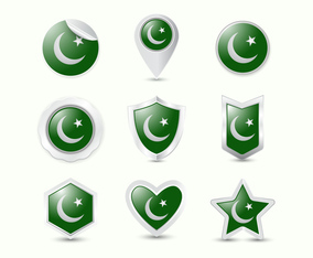 Free Pakistan Flag Realistic Badge Vectors
