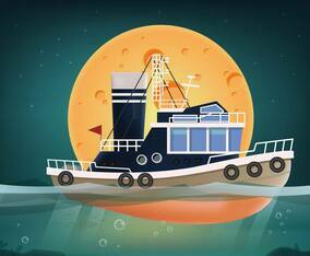 Tugboat Vector Seascape