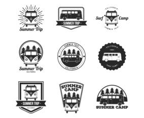 Free VW Camper, Summer, Surf Camp Badges