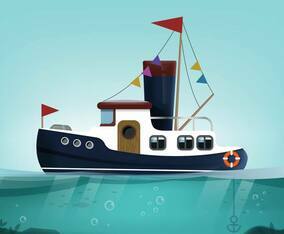 Tugboat Landscape Vector