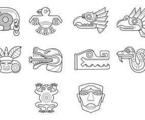 Set Of Quetzalcoatl Symbol Vector
