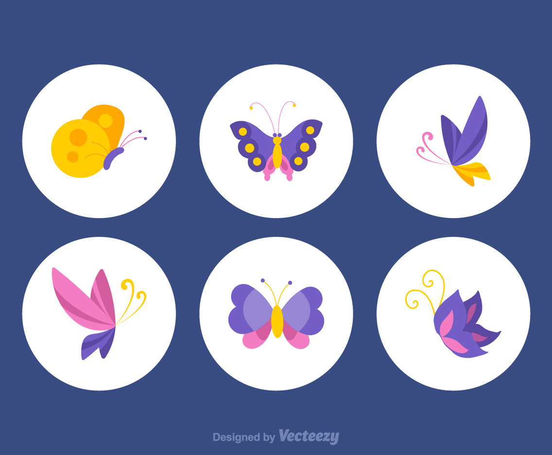 Free Colorful Papillon Vector Set