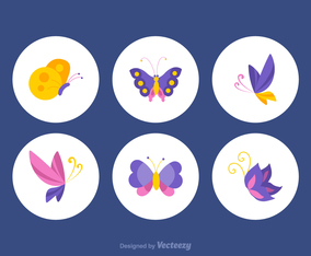 Free Colorful Papillon Vector Set