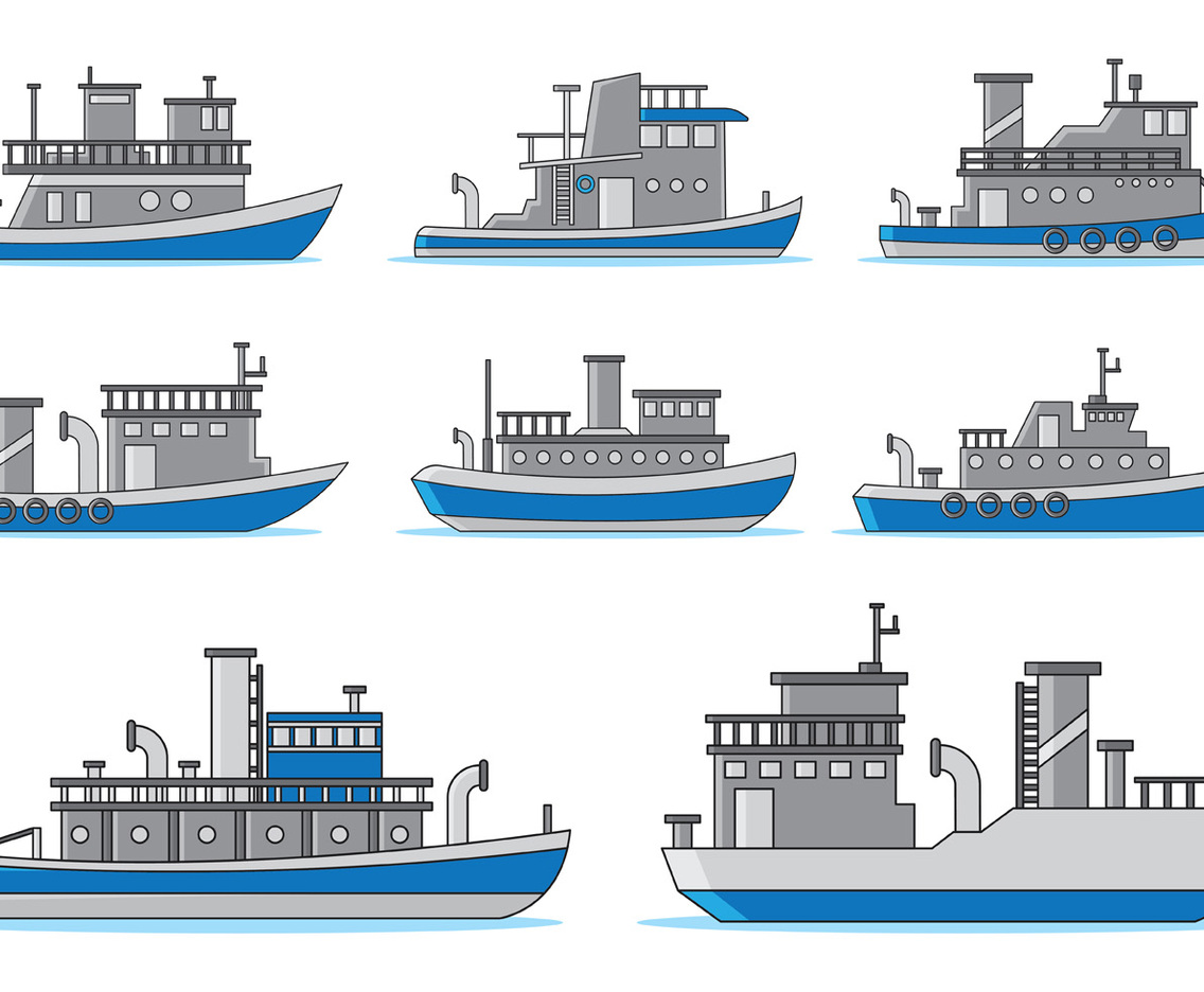Set Of Tugboat Vector