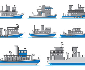 Set Of Tugboat Vector