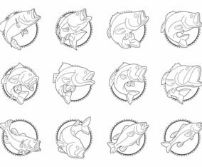 Largemouth Bass Fish Logo Vector