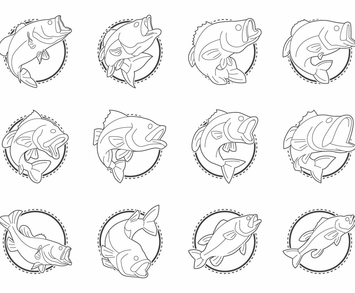 Largemouth Bass Fish Logo Vector