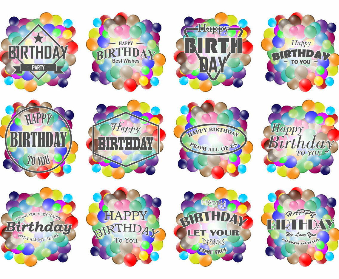 Smarties Birthday Labels Vector