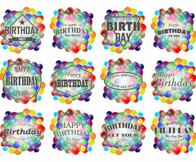 Smarties Birthday Labels Vector