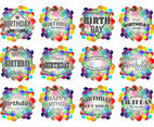 Smarties Birthday Labels Vector