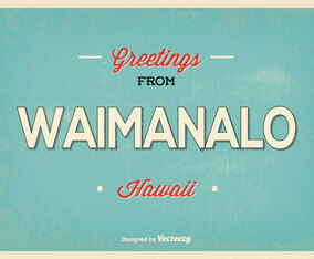 Waimanalo Hawaii Retro Greeting Illustration