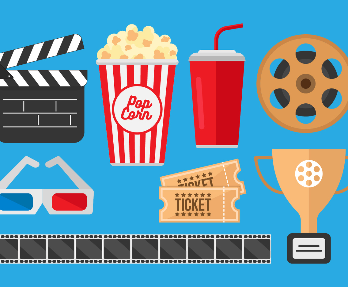 Free Pop Corn Box and Movie Cinema Vectors