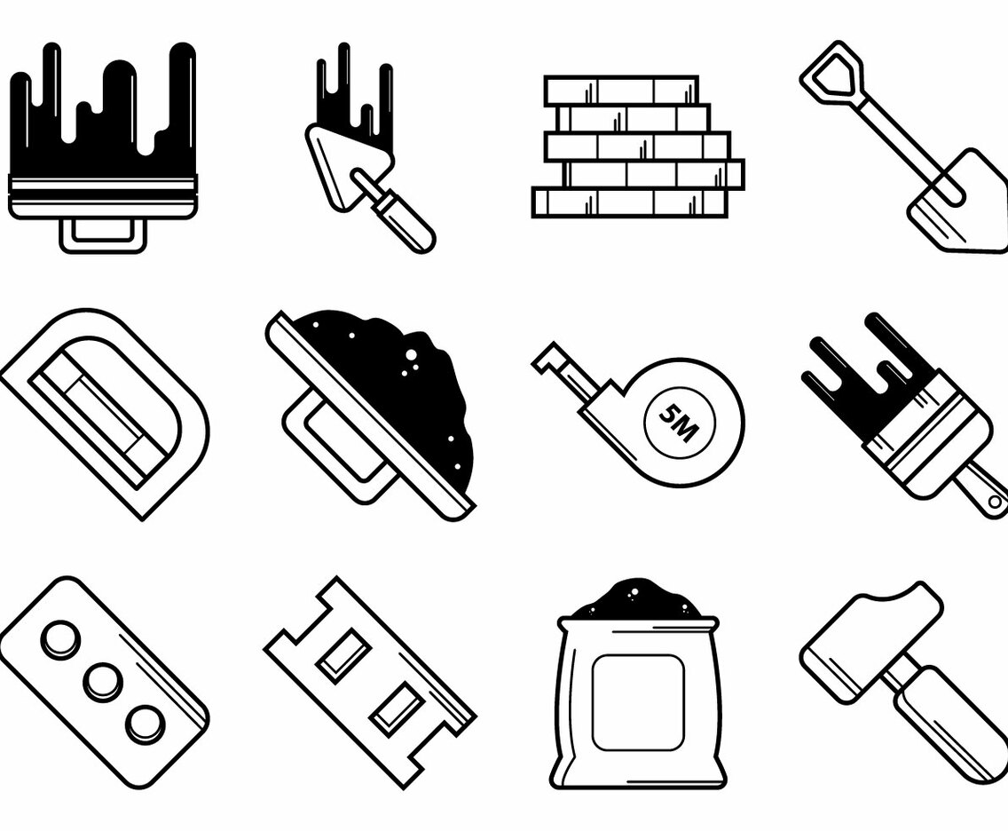 Bricklayer Tools Icon Vector