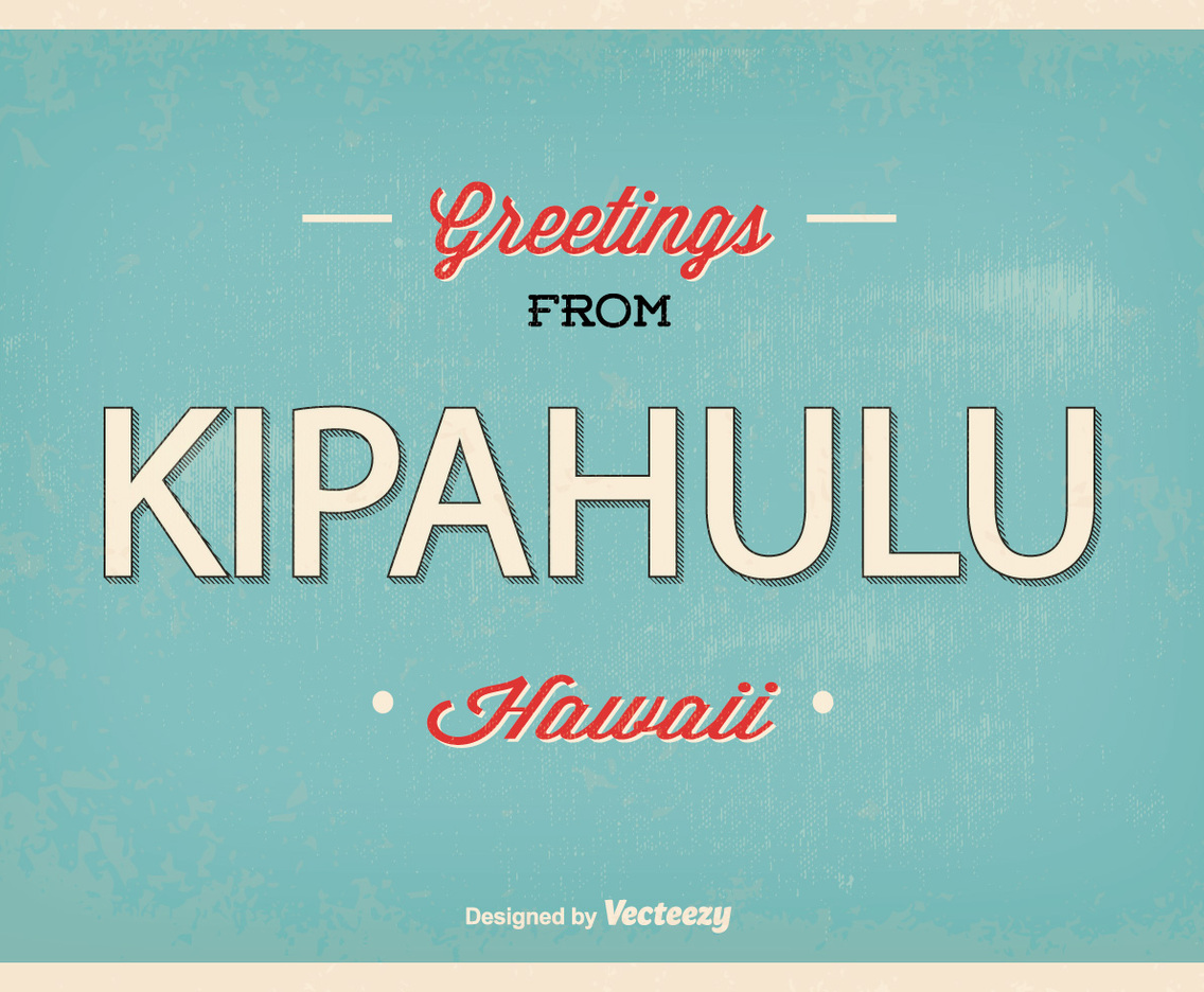 Kipahulu Hawaii Retro Greeting Illustration