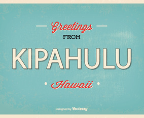 Kipahulu Hawaii Retro Greeting Illustration