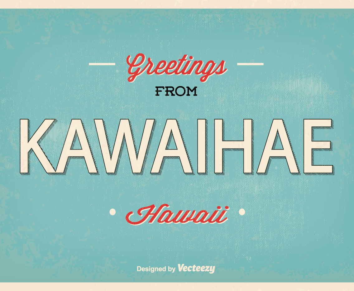 Retro Kawaihae Hawaii Greeting Illustration