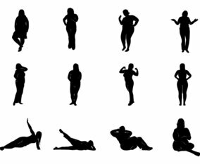 Fat Women Silhouettes Vector