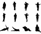 Fat Women Silhouettes Vector