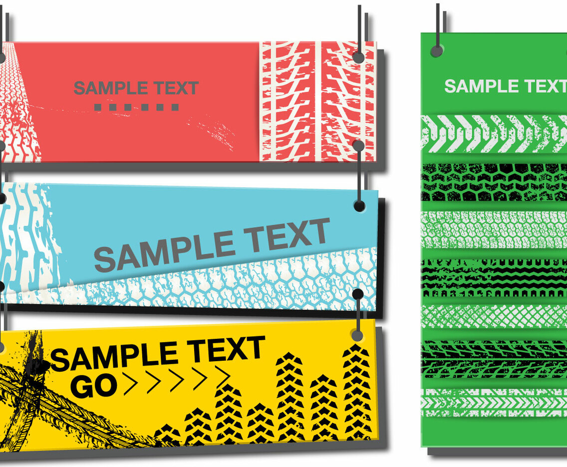 Vector Illustration of Tire Tracks Banners