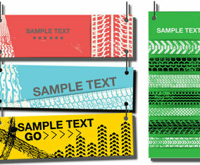 Vector Illustration of Tire Tracks Banners