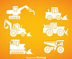 Construction Vehicle White Icons vector