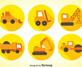 Construction Machinery Flat Icons