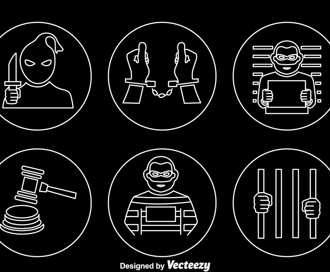 Criminal Outline Icons Vector
