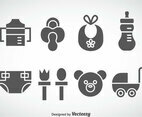 Kids And Baby Stuff Grey Icons Vector