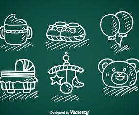 Kids And Baby Stuff Hand Draw Vector