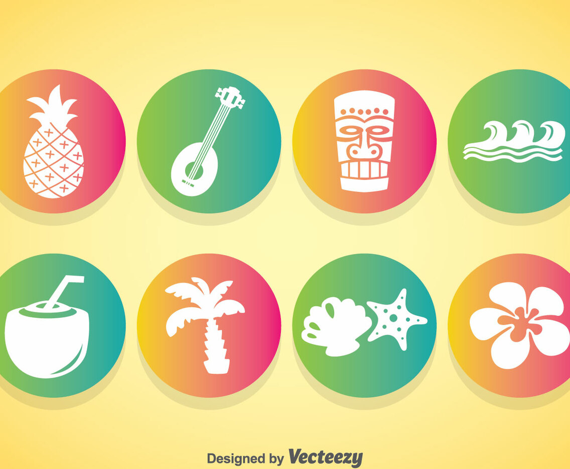 Hawaii Element Icons Vector