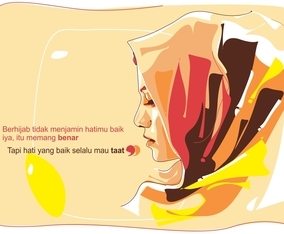 Hijab Islamic Woman Vector Portrait