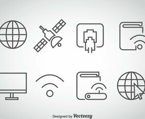 Internet Outline Icons Vector