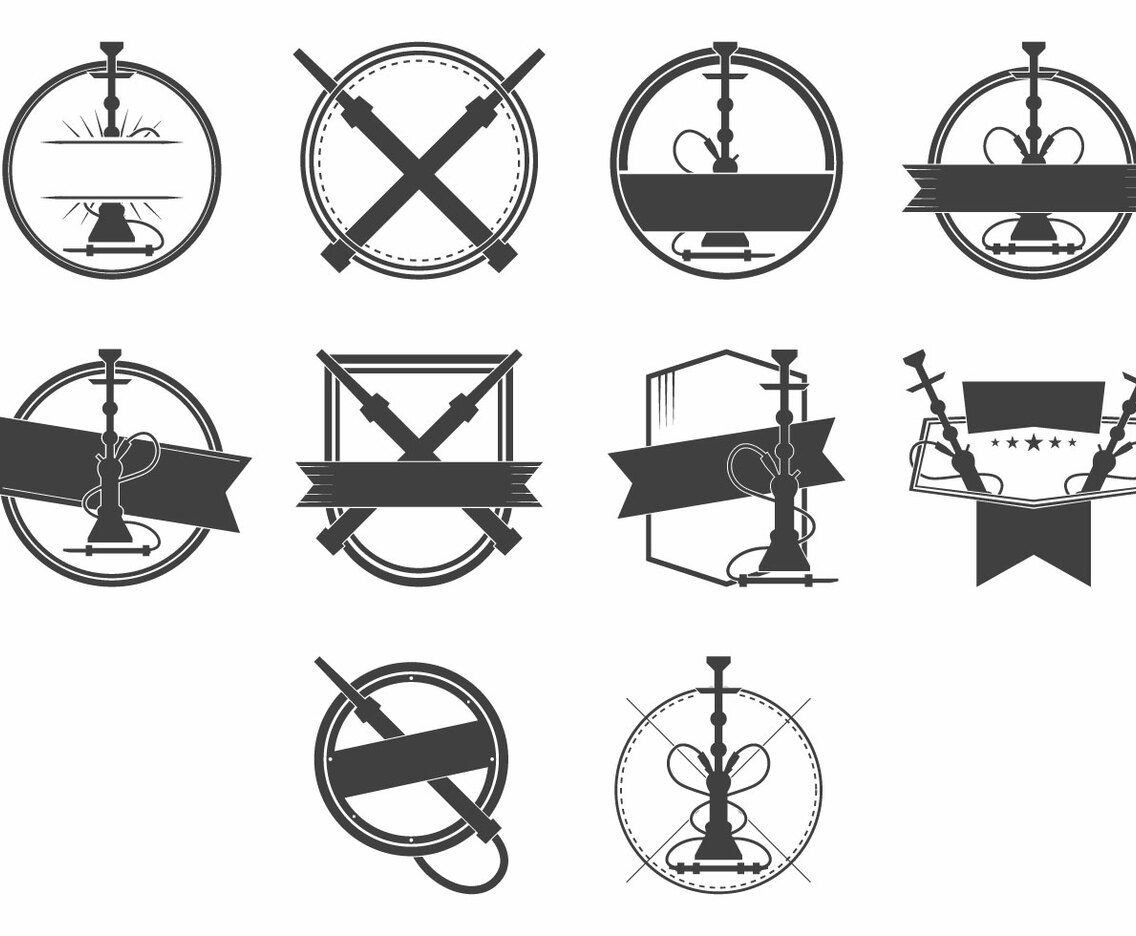 Vintage Nargile And Hookah Badge Logo Vector