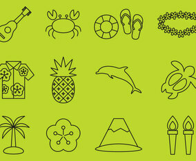 Hawaiian Line Icons