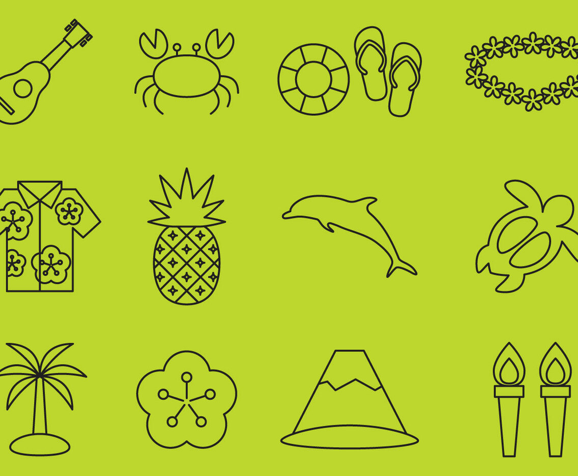 Hawaiian Line Icons