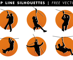 Zip Line Silhouettes Free Vector