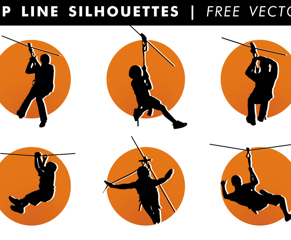 Zip Line Silhouettes Free Vector