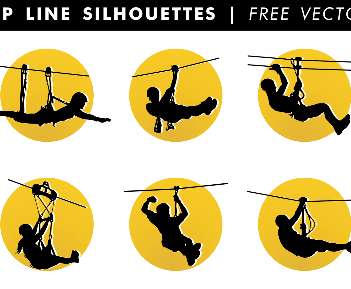 Zip Line Silhouettes Free Vector