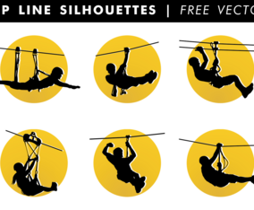 Zip Line Silhouettes Free Vector