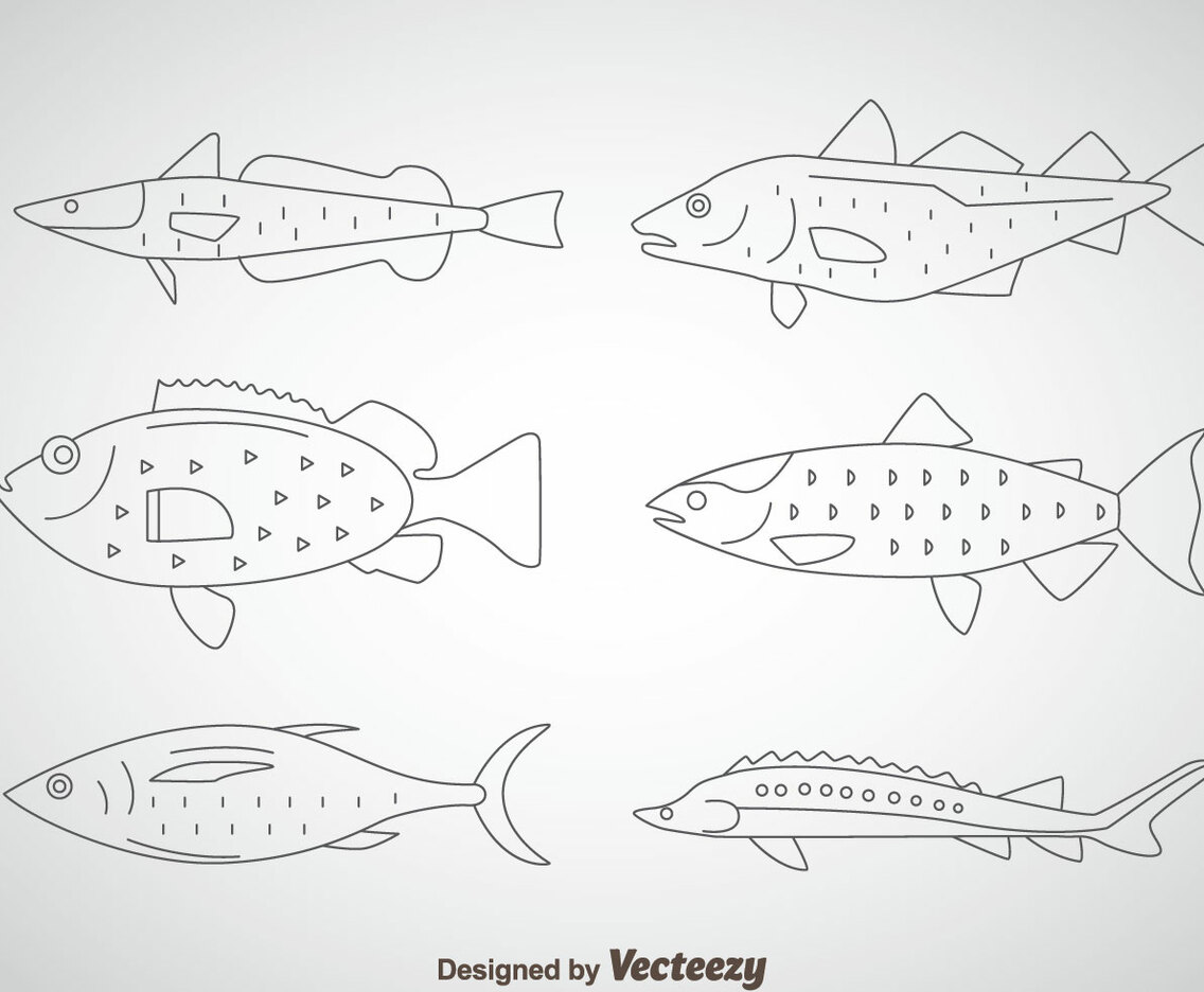 Fish Thin Outline Icons