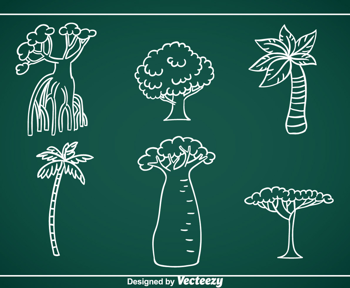 Exotic Tree Hand Drawn Vector