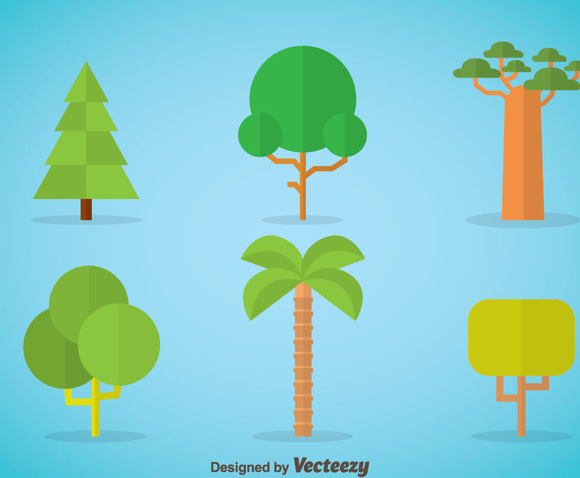Tree Flat Icons Vector