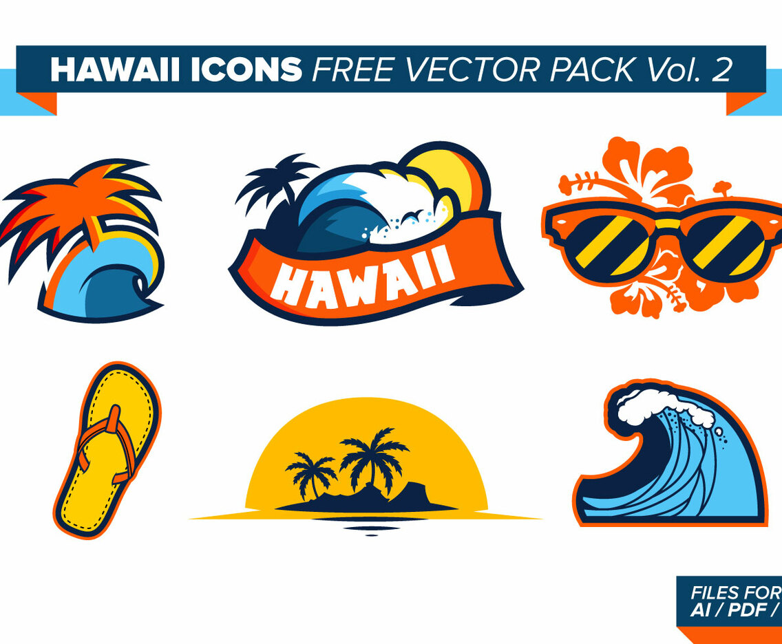Hawaii Icons Free Vector Pack Vol. 2