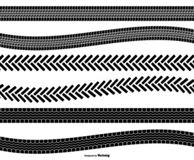 Tire Track Vector Shape Set