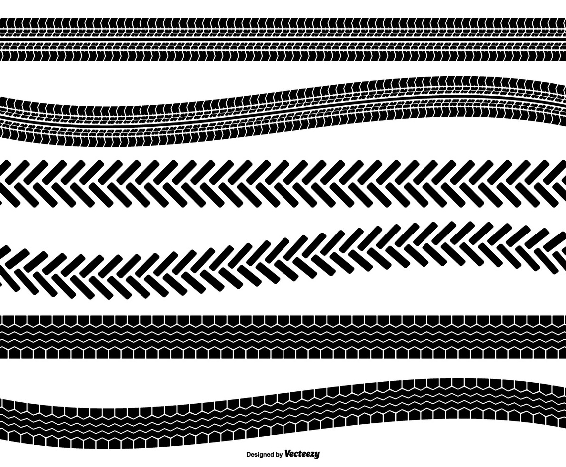Tire Track Vector Shape Set